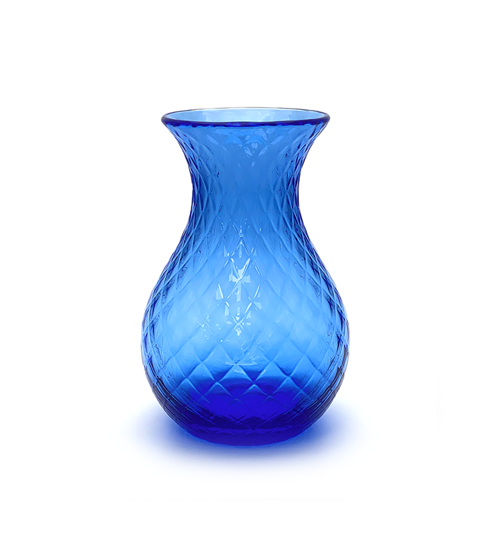 Skleněná Váza káro modrá