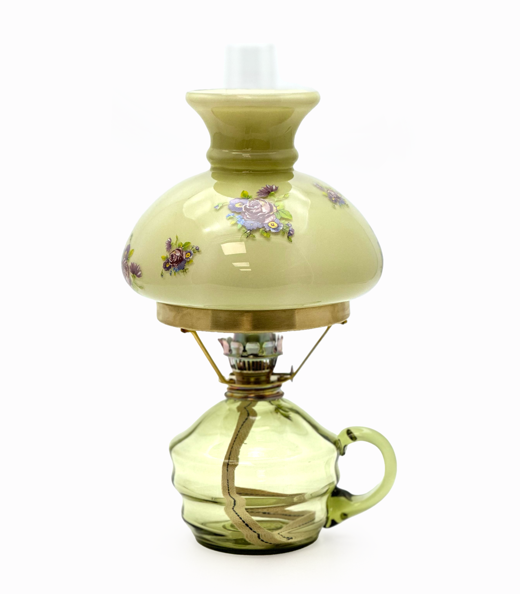 Petrolejová lampa Klára se stínidlem lesní zelená Petrolejová lampa Klára se stínidlem lesní zelená