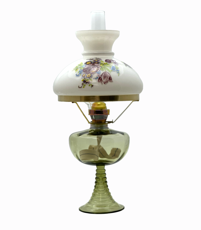 Petrolejová lampa Eva s květinovým stínidlem