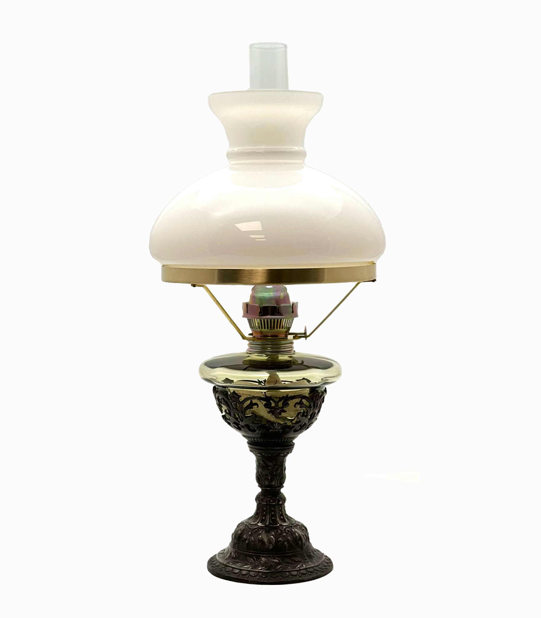 Petrolejová lampa Růžena zdobená cínem komplet